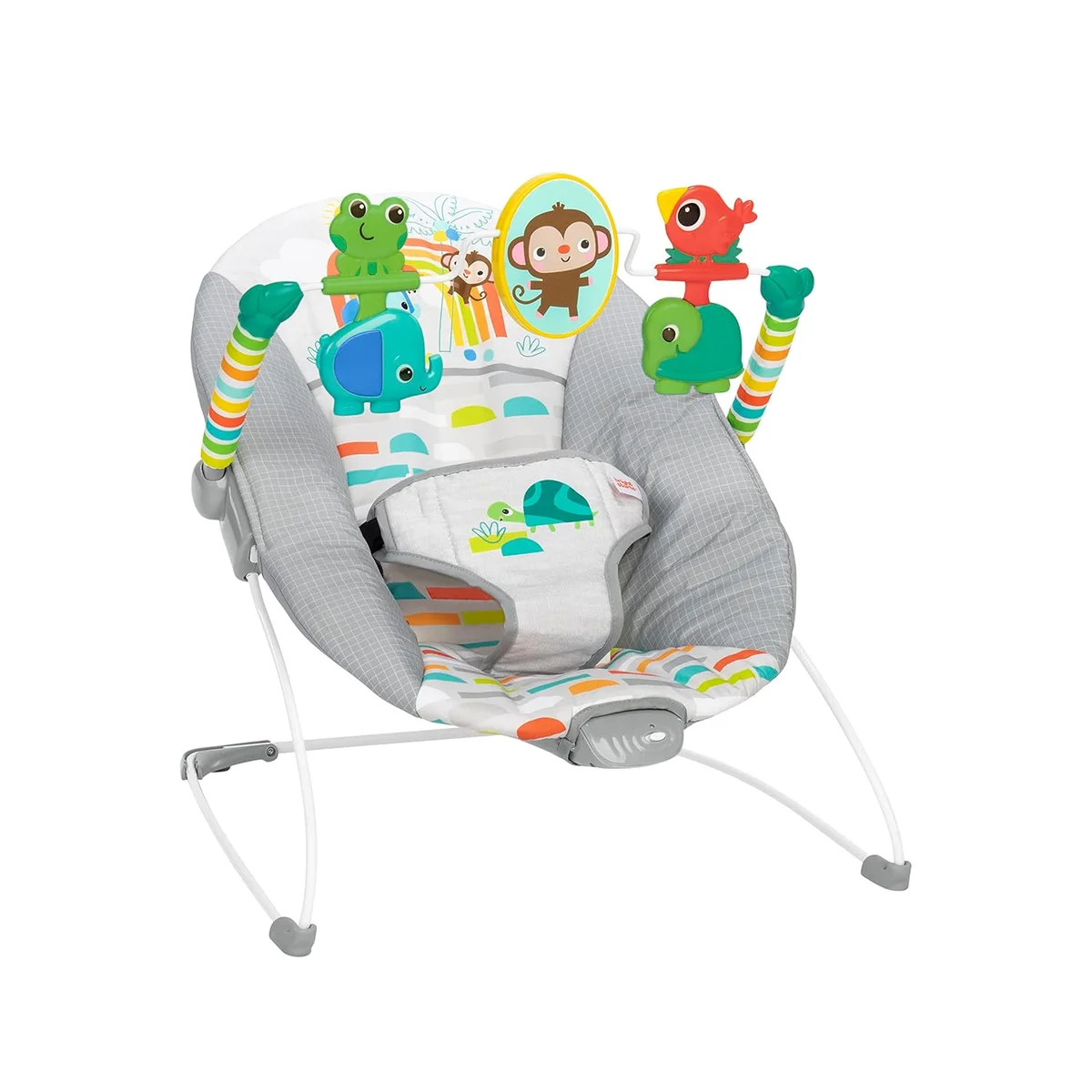 Bright Starts Playful Paradise Comfy Baby Bouncer Seat Model 13070 Soothing Vibration, Unisex, New