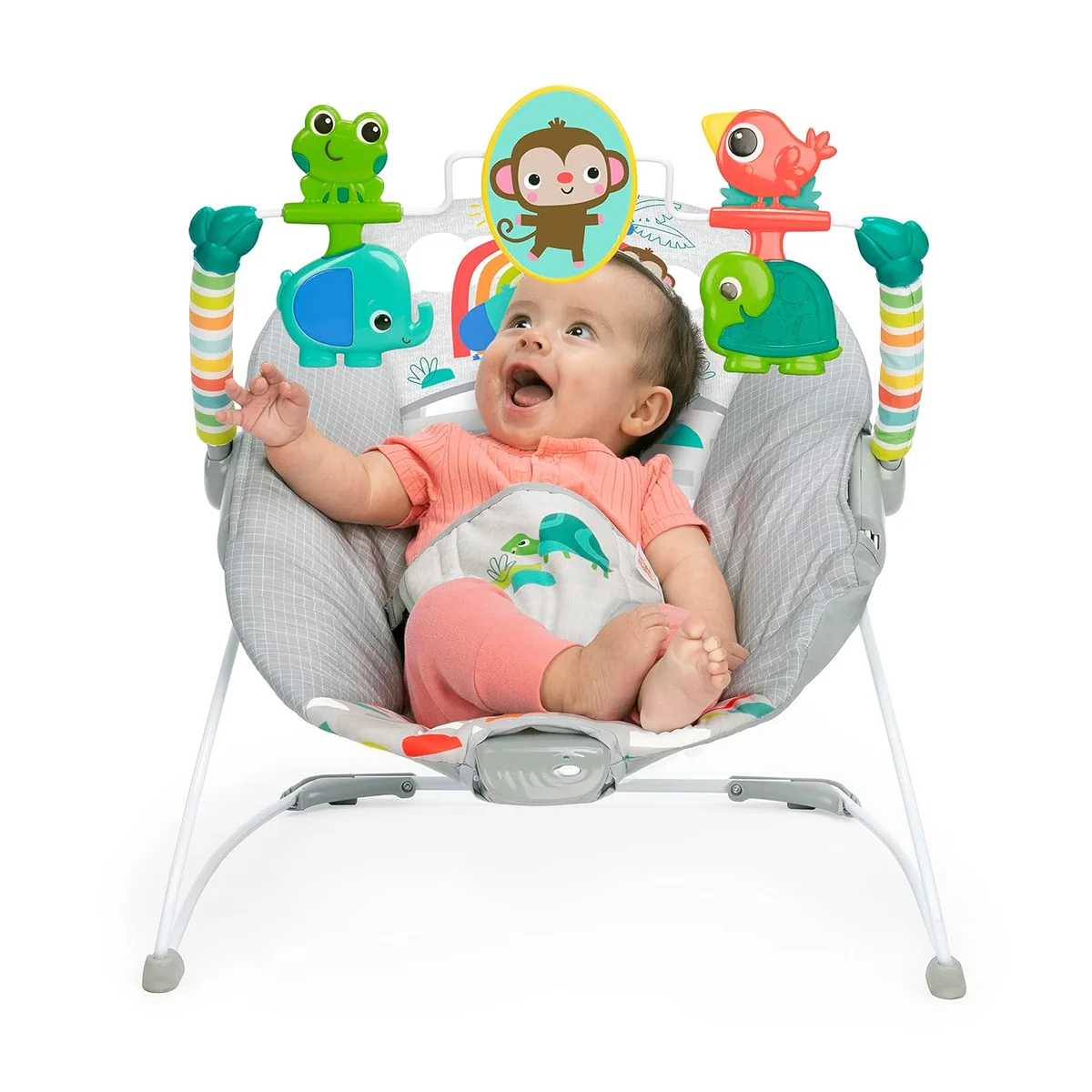 Bright Starts Playful Paradise Comfy Baby Bouncer Seat Model 13070 Soothing Vibration, Unisex, New image 2