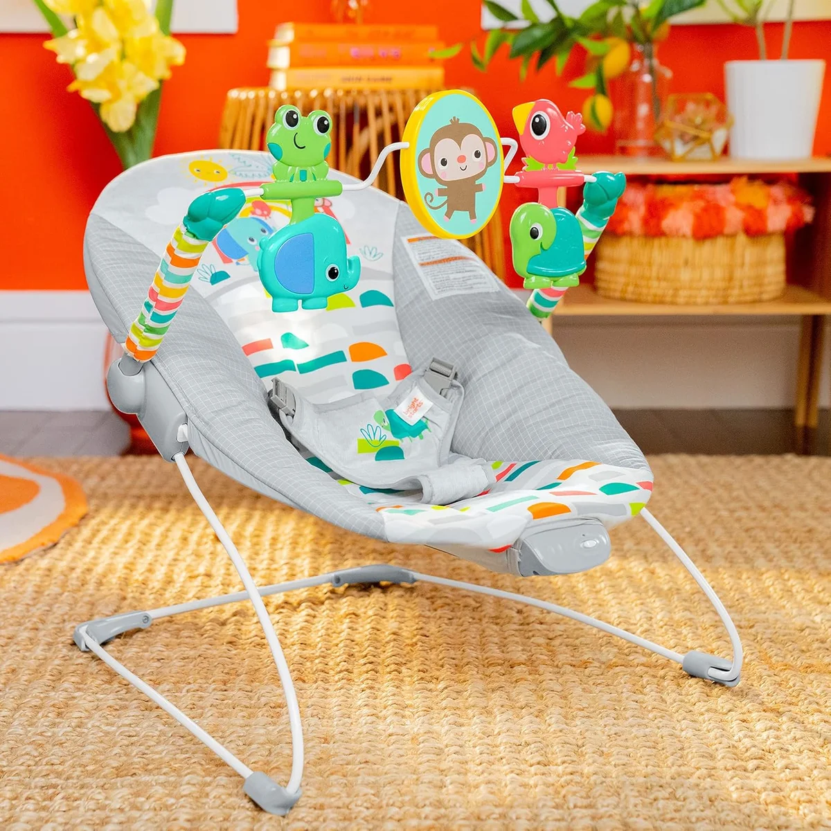 Bright Starts Playful Paradise Comfy Baby Bouncer Seat Model 13070 Soothing Vibration, Unisex, New image 5