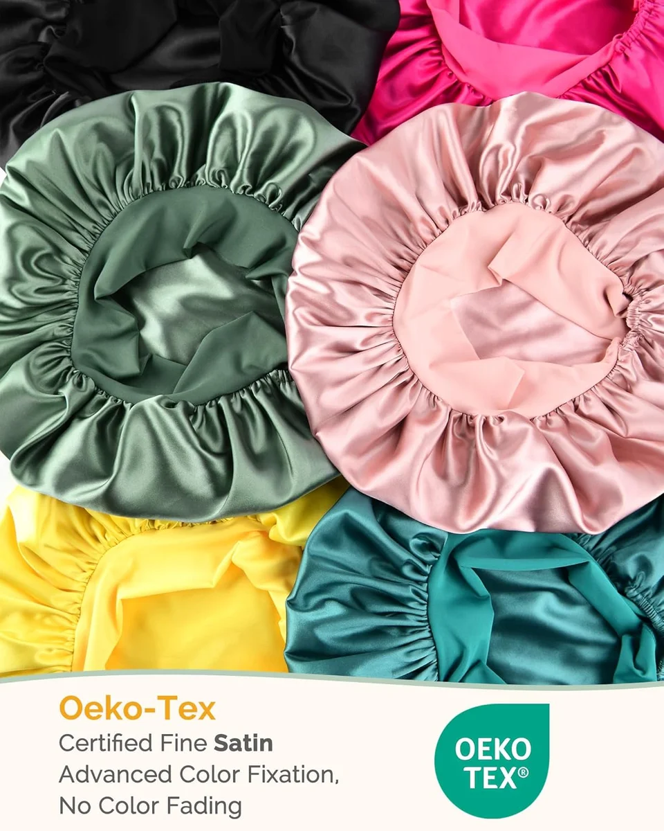 YANIBEST Adjustable Satin Bonnet for Sleeping Women Double Layer Hair Wrap Blush Pink New image 6