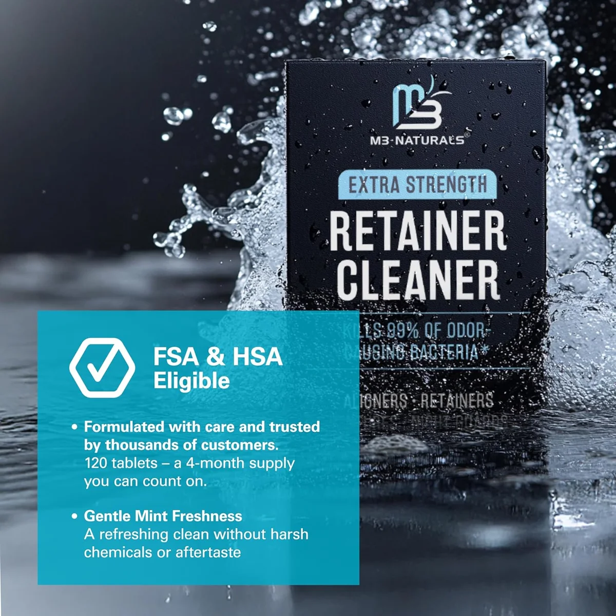 M3 Retainer Cleanser Tablets 120 Count Mint - New image 4