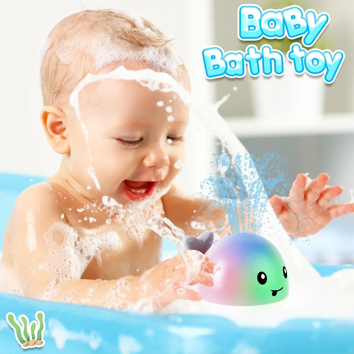 ANGGIKO Baby Bath Toys Whale Sprinkler Rechargeable Grey New image 5
