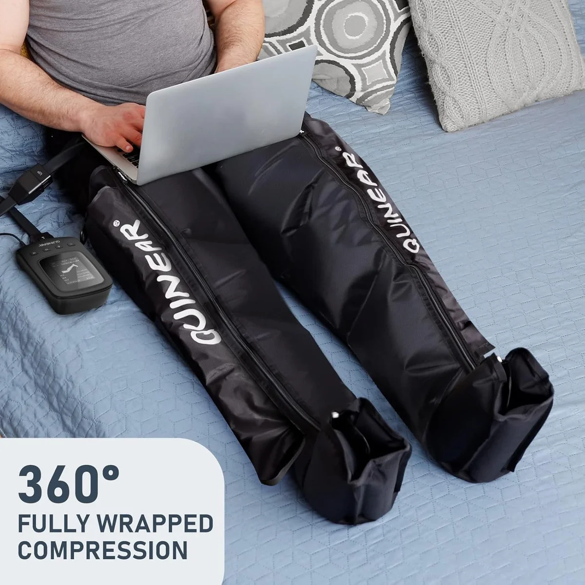 QUINEAR Air Compression Recovery System Leg Recovery System 4 Air Chambers Black New image 3
