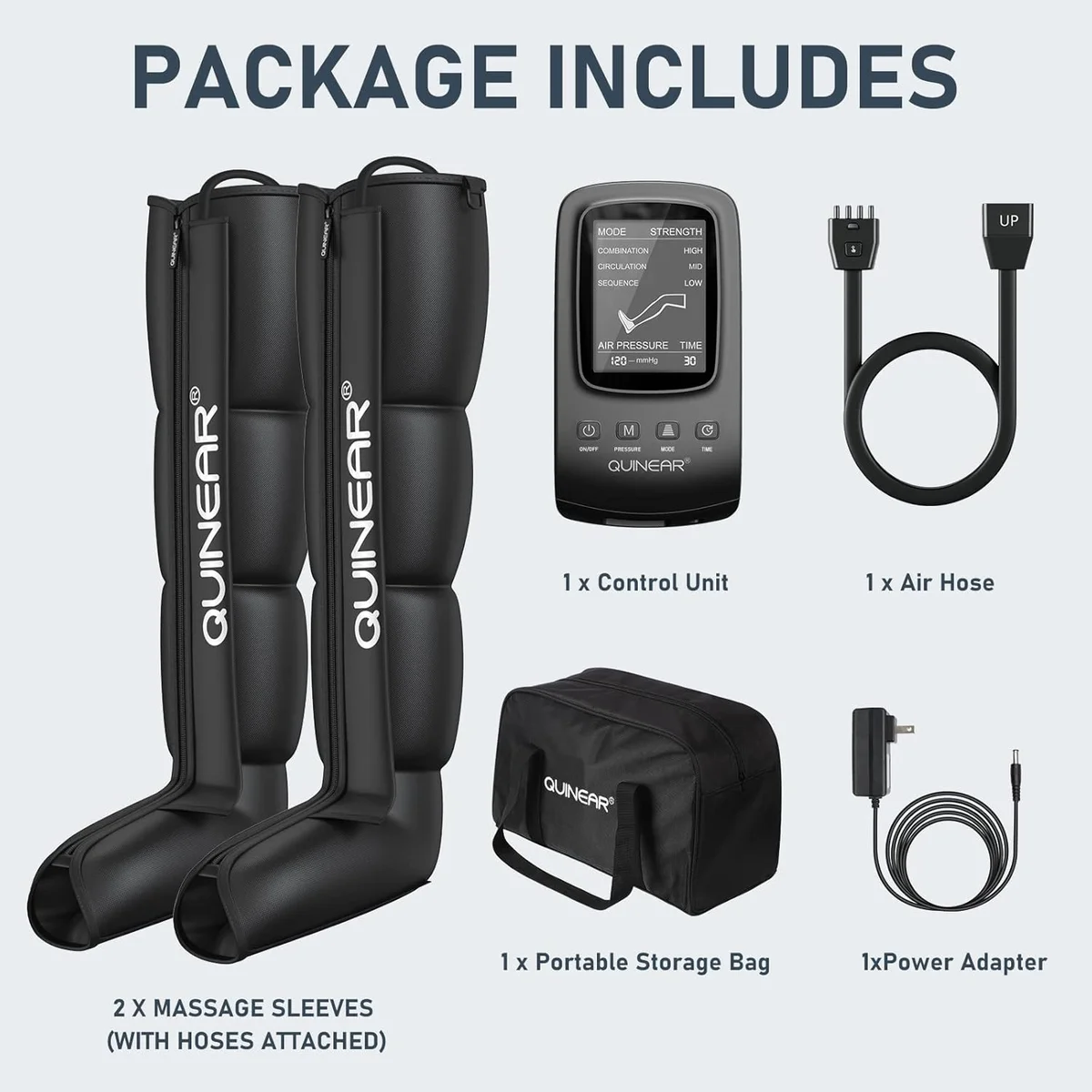 QUINEAR Air Compression Recovery System Leg Recovery System 4 Air Chambers Black New image 9
