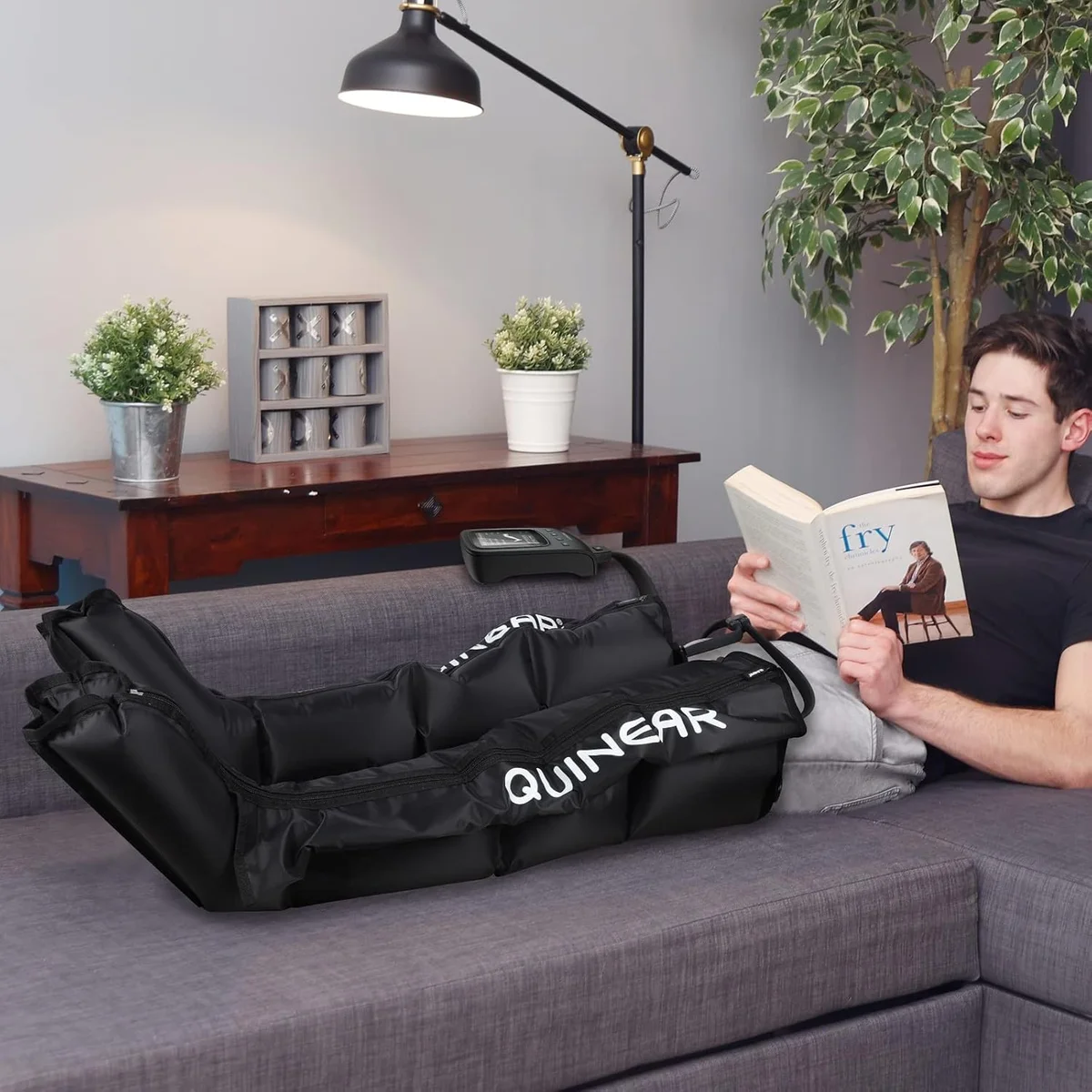 QUINEAR Air Compression Recovery System Leg Recovery System 4 Air Chambers Black New image 2