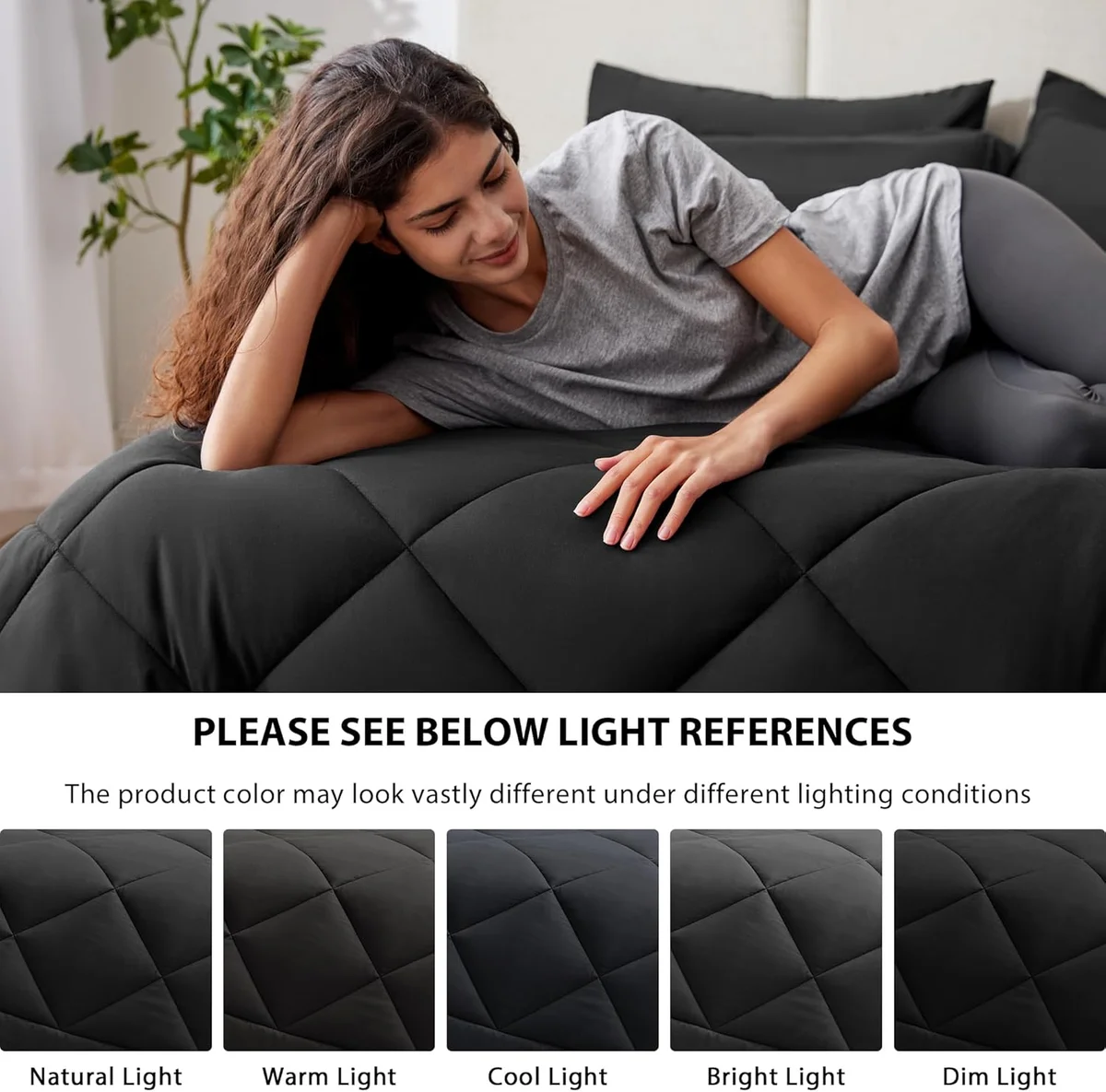 Love's cabin King Size Comforter Set Black 7 Pieces All Season Bedding Set New image 5