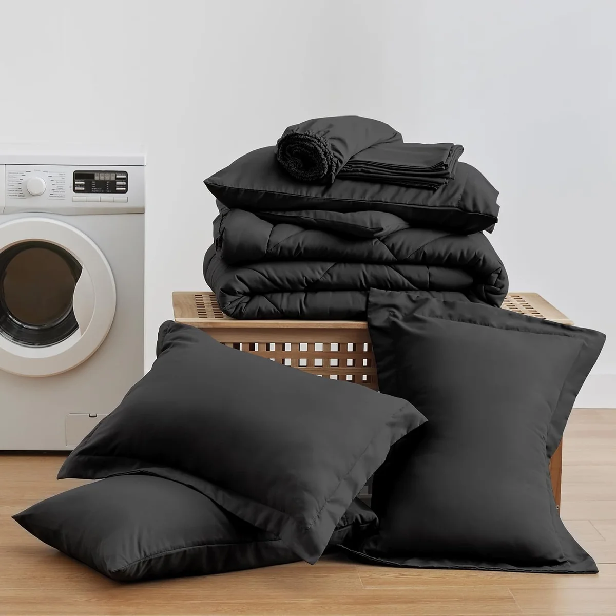 Love's cabin King Size Comforter Set Black 7 Pieces All Season Bedding Set New image 9