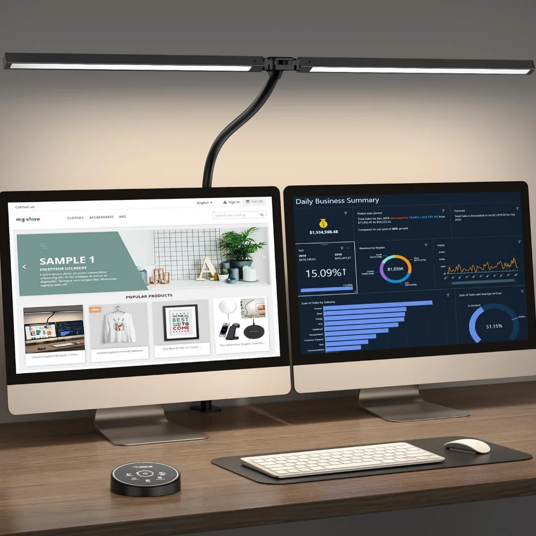 Pzloz LED Desk Lamp CLED-5501C 24W 5 Color Adjustable Lighting Black New