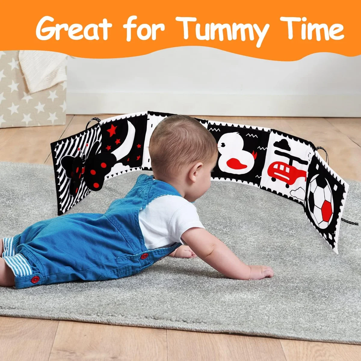 Thremhoo Black and White High Contrast Baby Toy Soft Crinkle Book Mirror 1 PCS Cotton New image 2