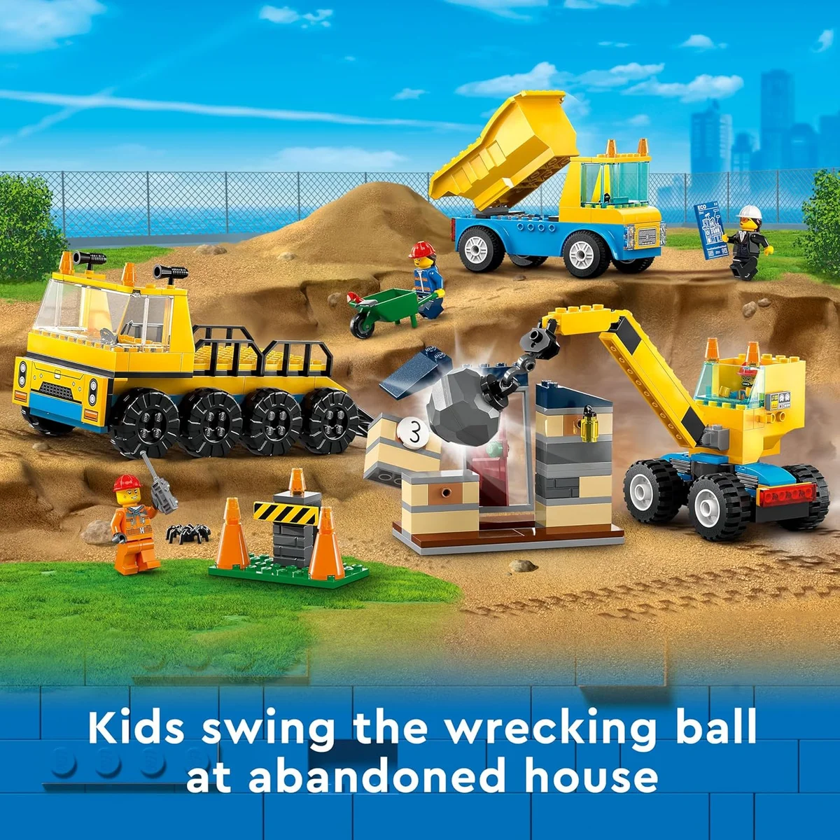 LEGO City Construction Trucks and Wrecking Ball Crane 60391 Building Toy Set 235 Pieces - New image 4