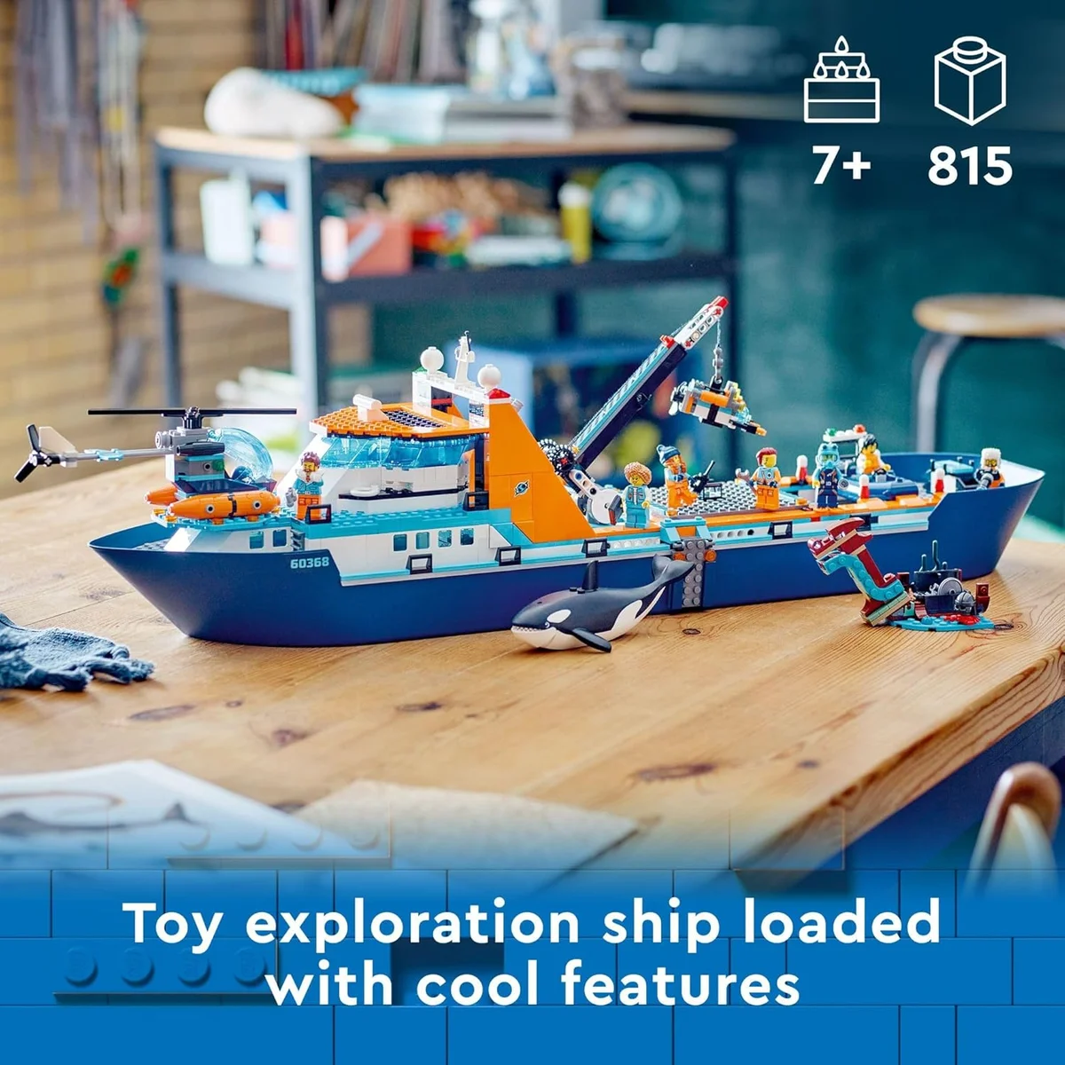LEGO Arctic Explorer Ship 60368 Building Toy Set Floatable Boat Helicopter Dinghy New image 2
