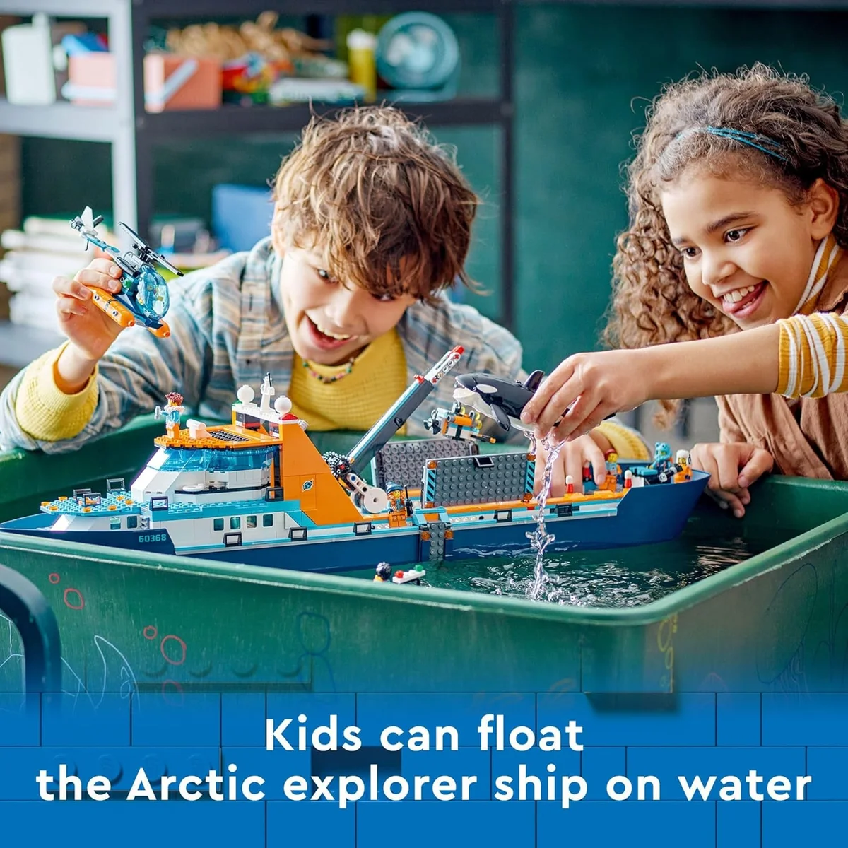 LEGO Arctic Explorer Ship 60368 Building Toy Set Floatable Boat Helicopter Dinghy New image 3