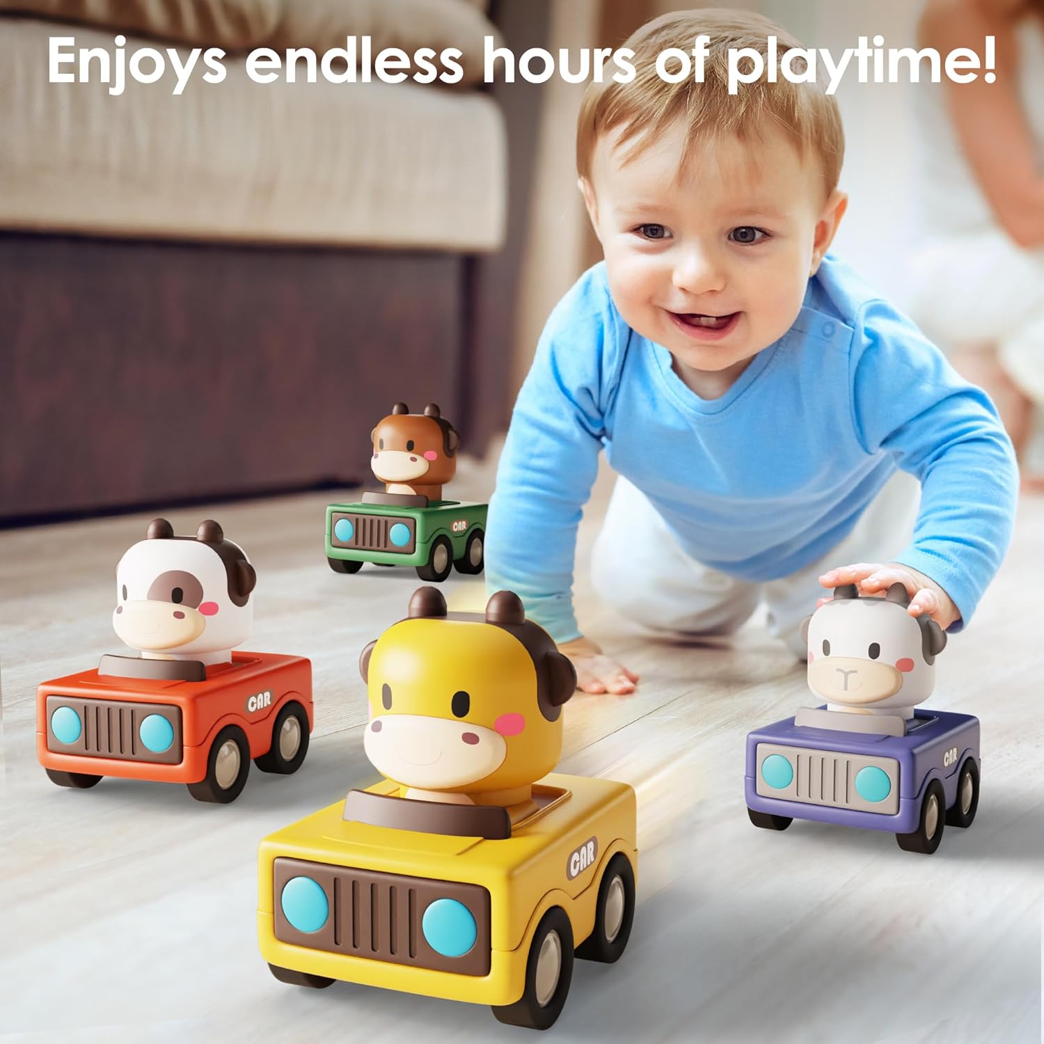 iPlay, iLearn Press to Go Car Toys 0823 4pcs Lightweight ABS Multicolors New image 6