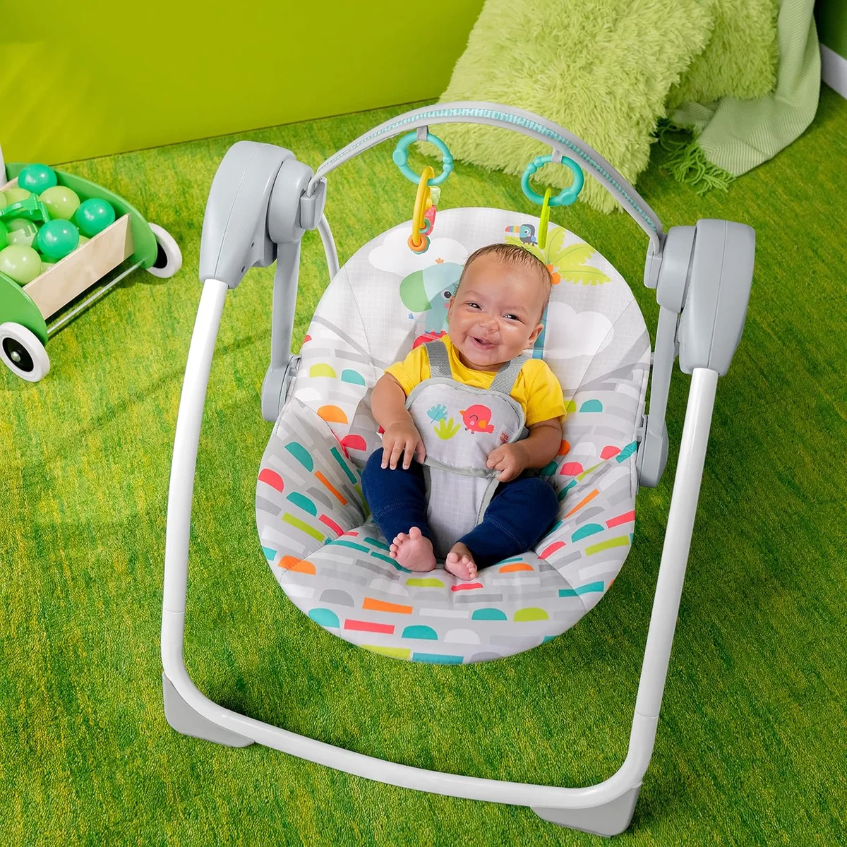 Bright Starts Playful Paradise Portable Baby Swing 13069 6 Speeds Music Unisex New image 8