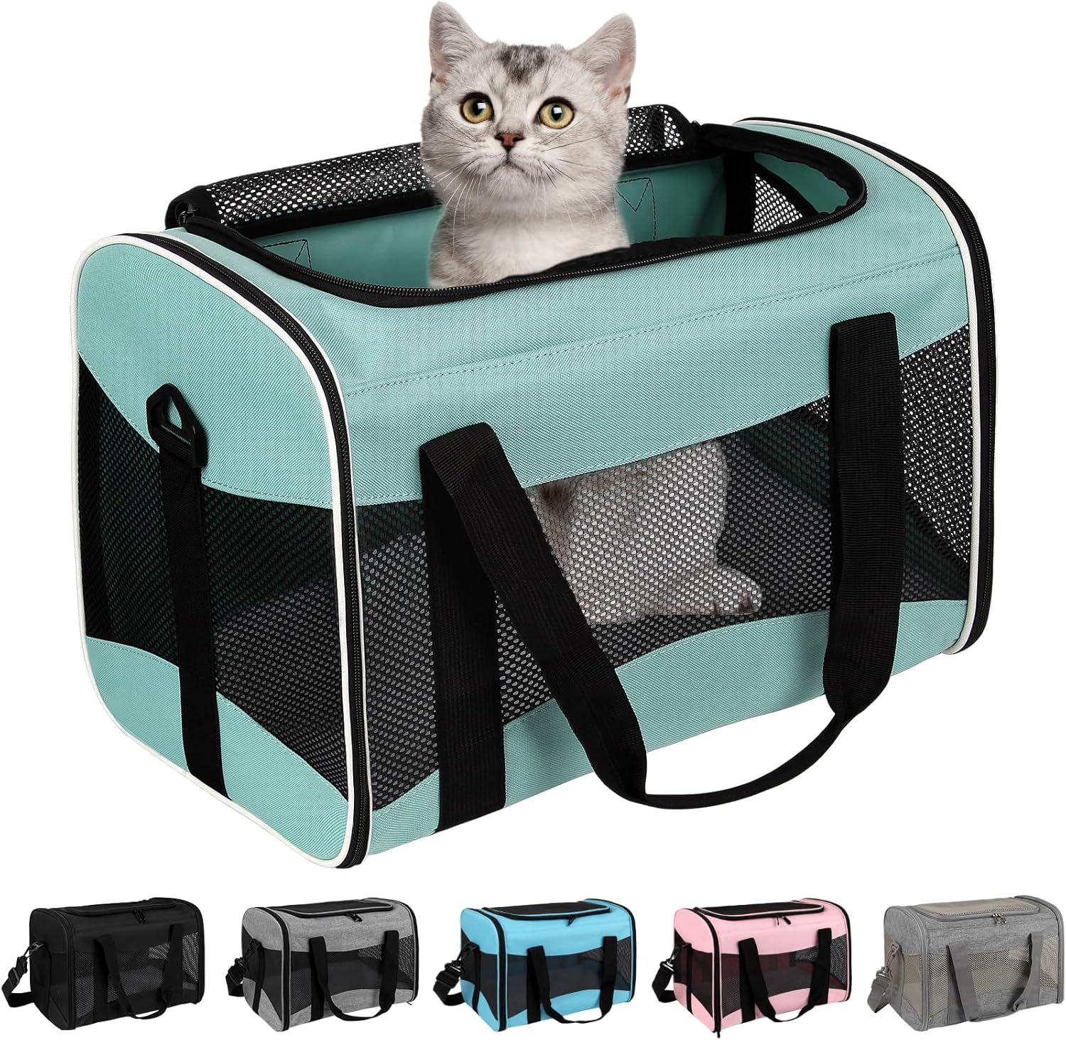 Top tasta Cat Carrier Soft-Sided Airline Approved 17x11x11 Green New