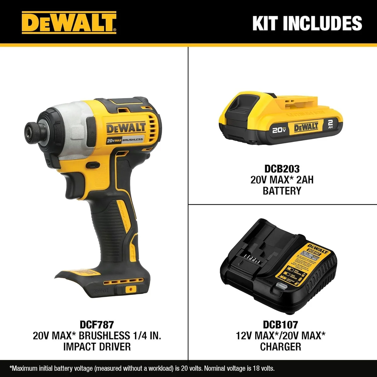 DEWALT 20V MAX Impact Driver DCF787D1 Cordless 20V Black/Yellow New image 2
