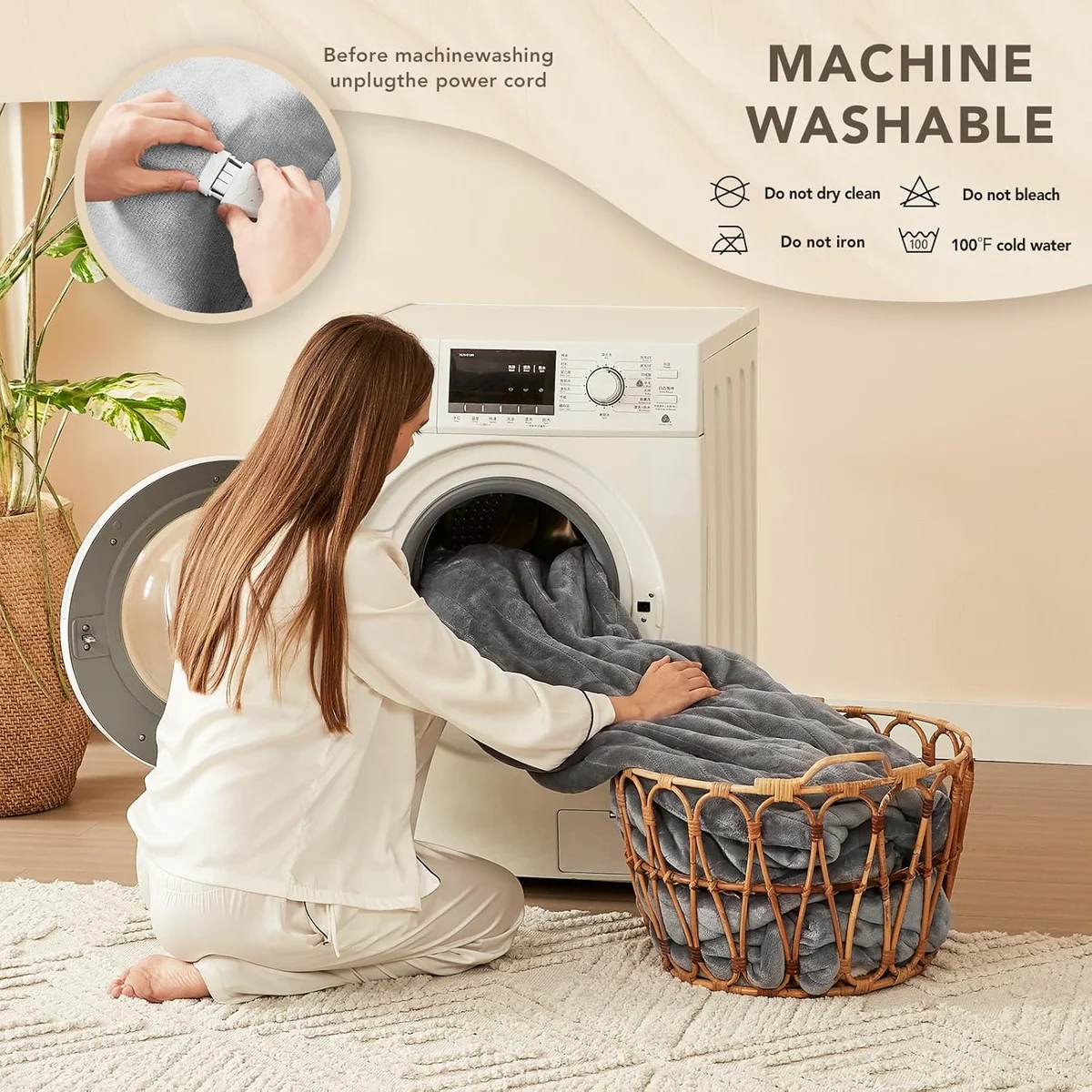 Homemate Heated Blanket Electric Throw YZH-5060T 50"x60" 10 Heat Levels Light Grey New image 7