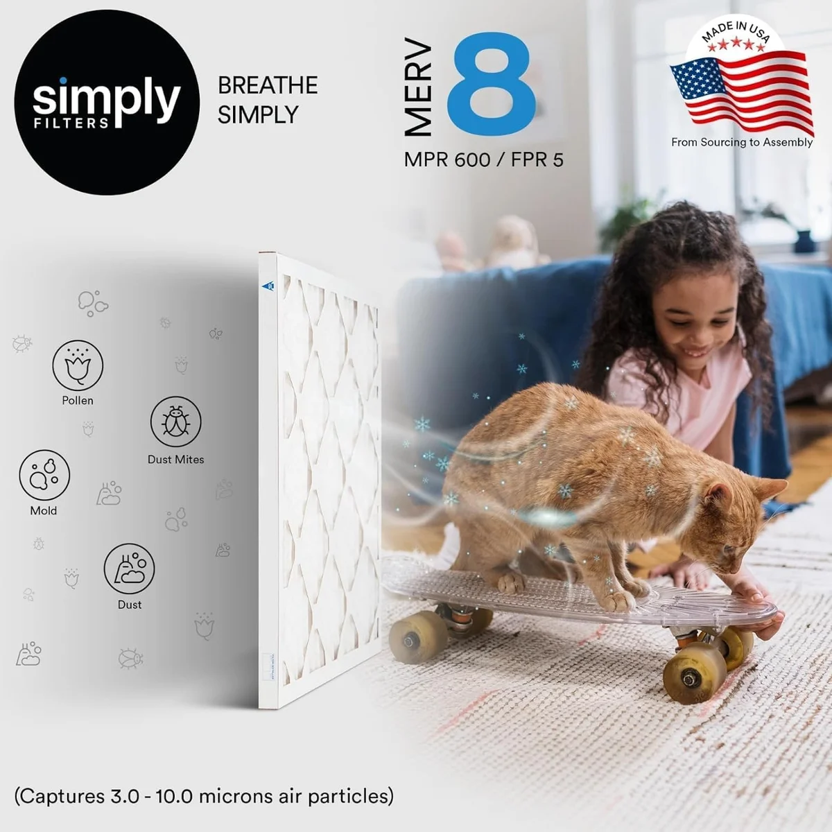 Simply 12x12x1 Air Filter MERV 8 MF121216 Dust, Pet & Allergy Control New image 8