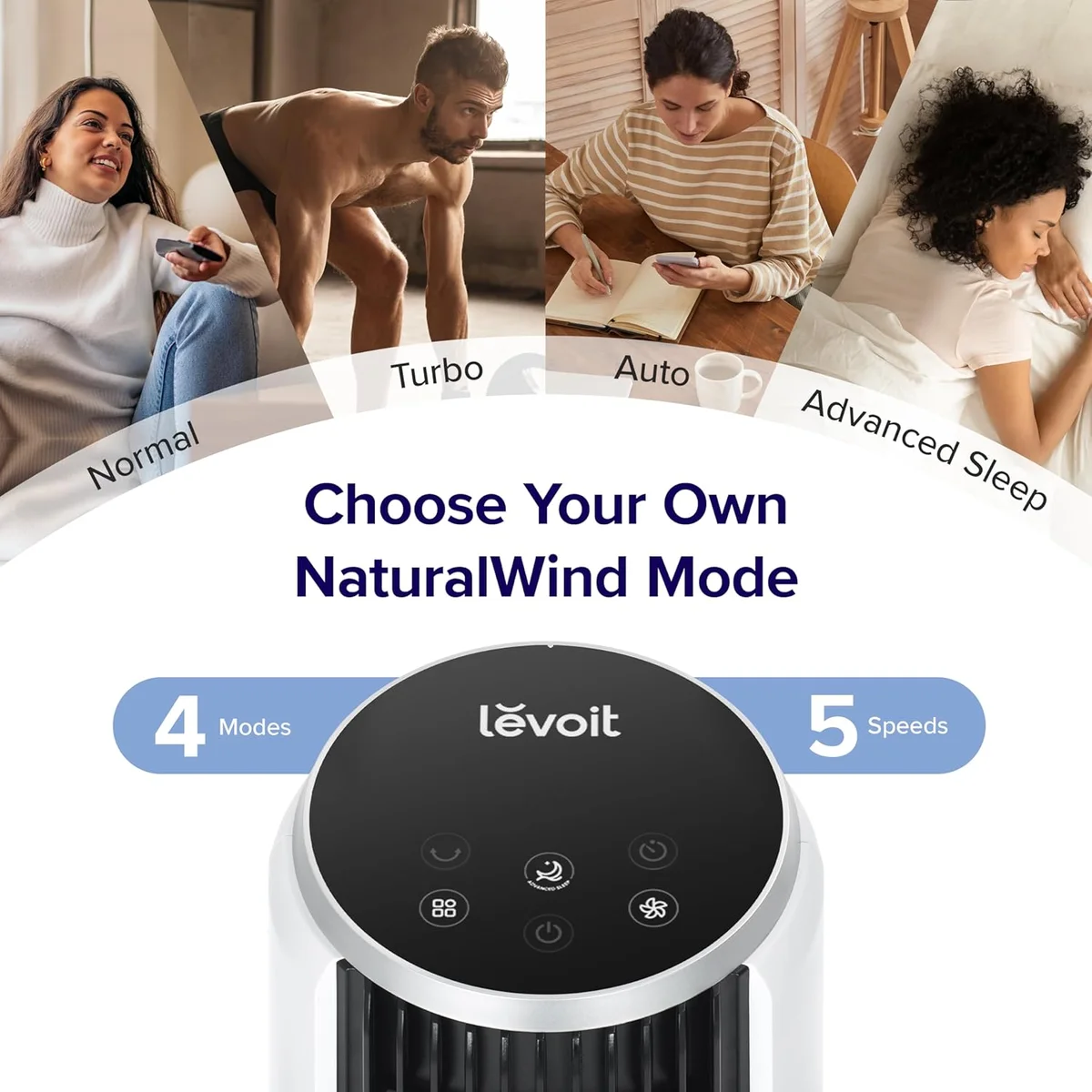 LEVOIT Tower Fan Oscillating 36-inch 25ft/s Velocity Bladeless White New image 4