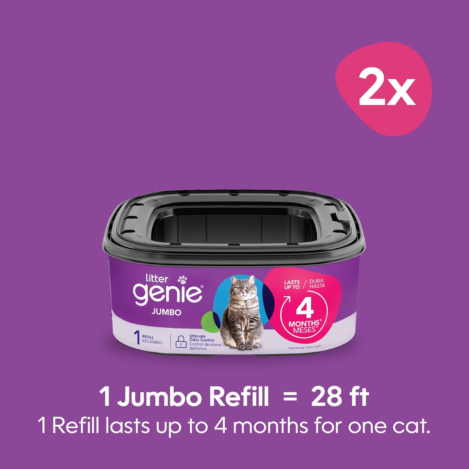 Litter Genie Cat Litter Refill Bags Jumbo 2-Pack 56 ft Odor Control Plastic New image 2