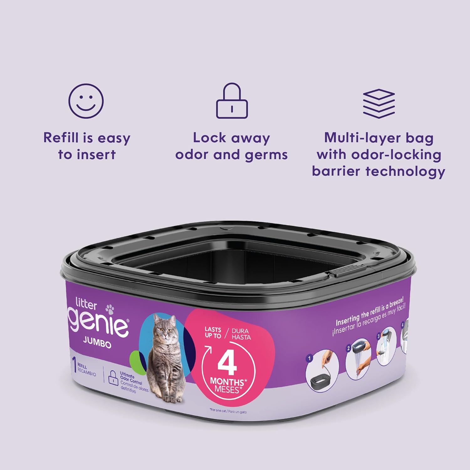 Litter Genie Cat Litter Refill Bags Jumbo 2-Pack 56 ft Odor Control Plastic New image 6