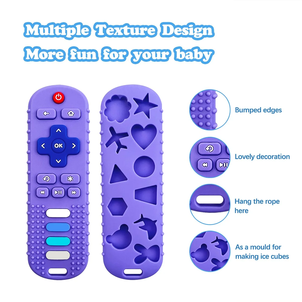 ROBBEAR Baby Teething Toys TV Remote Teether Food Grade Silicone Pink RC New image 9