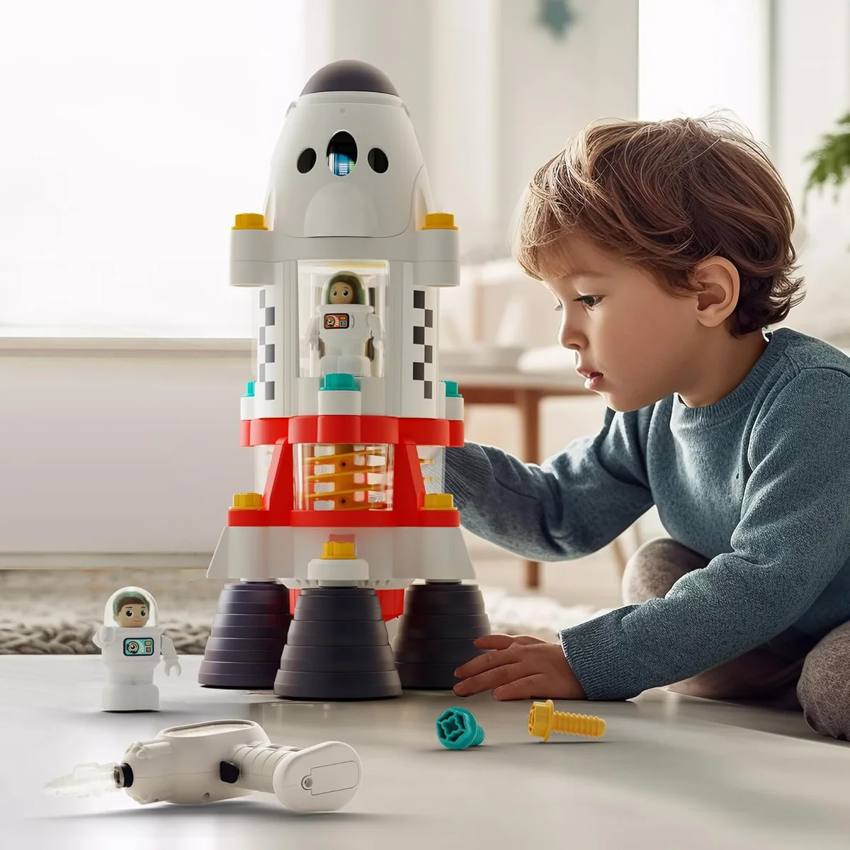 iPlay, iLearn Rocket Outer Space Toy Playset Model 0414 - STEM Educational Toy with Electric Drill - New