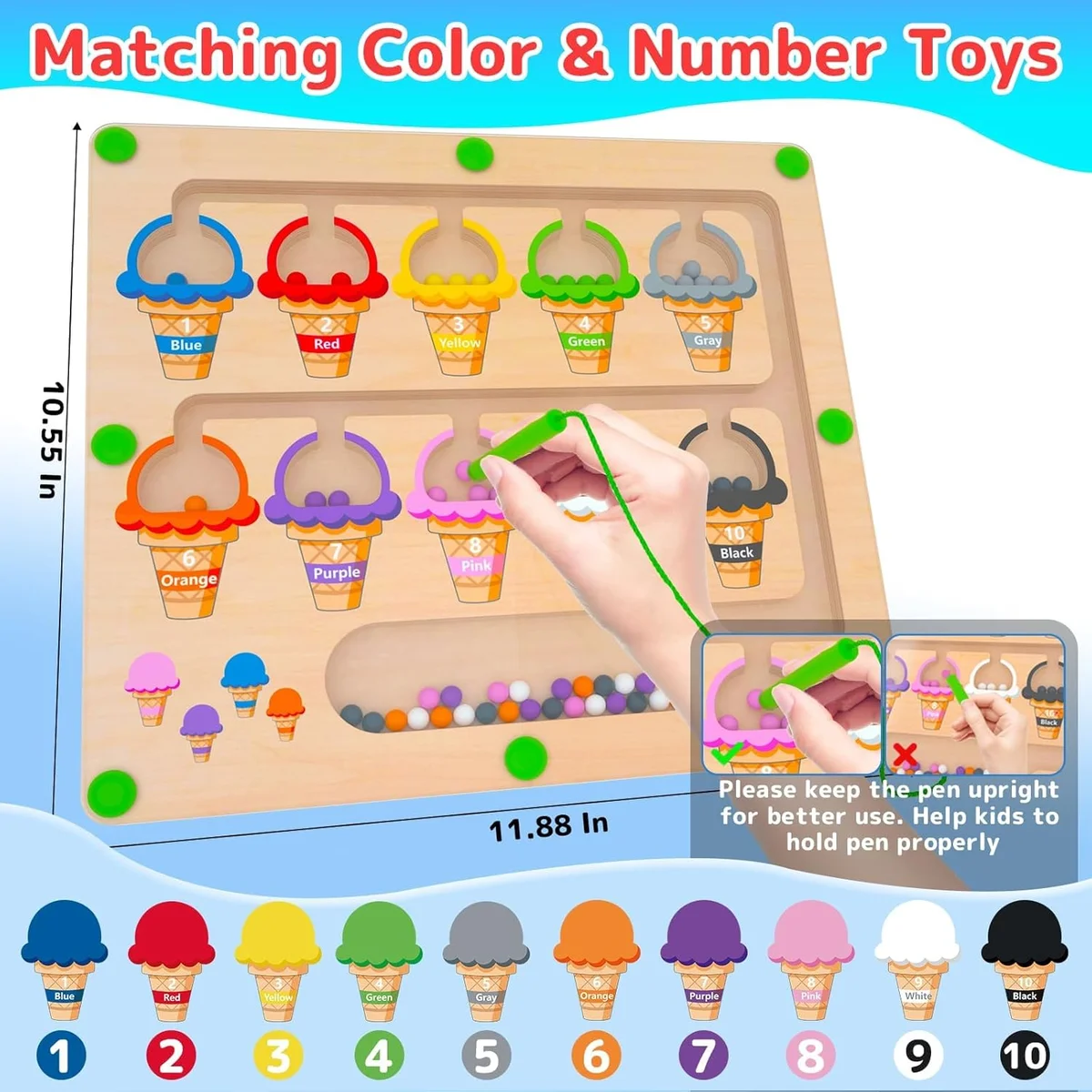 MTYOKILN Magnetic Color & Number Maze Puzzle Board MT5048 - Montessori Learning Toy for Ages 2-4 - New image 2