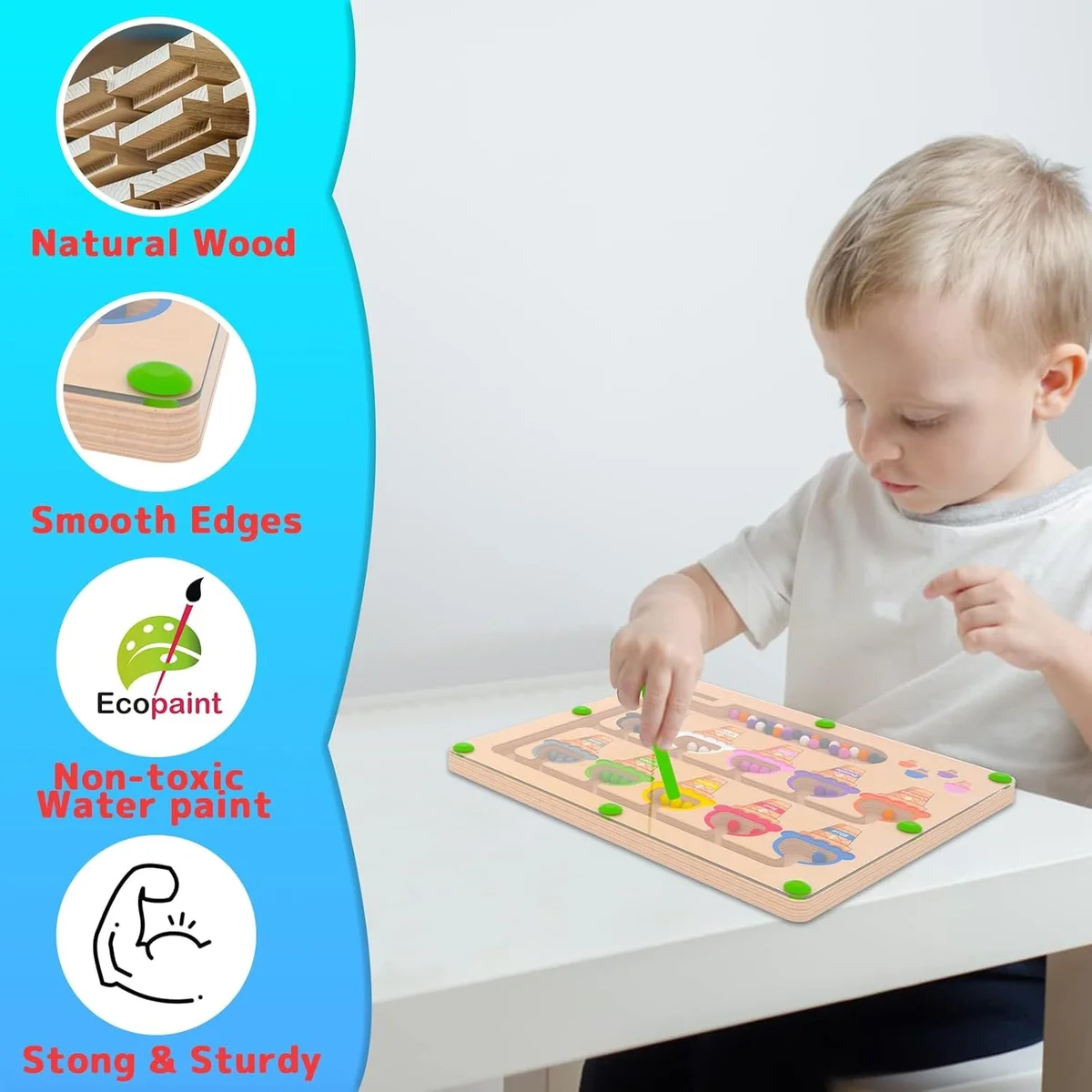 MTYOKILN Magnetic Color & Number Maze Puzzle Board MT5048 - Montessori Learning Toy for Ages 2-4 - New image 5