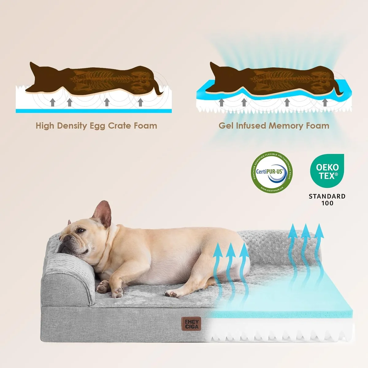 EHEYCIGA Orthopedic Dog Bed 123 Memory Foam 30x20x6 Grey New image 4