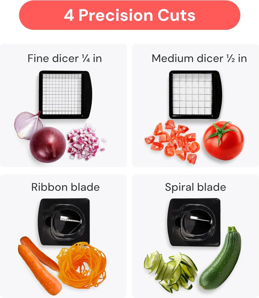Fullstar Vegetable Chopper Spiralizer TF1096C-8 5-Cup Capacity BPA Free White New image 4