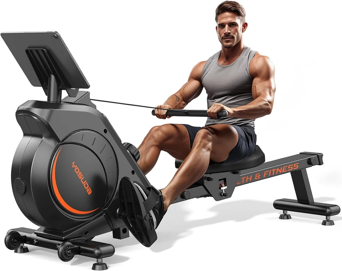 YOSUDA Magnetic Rowing Machine Rower Bluetooth App Supported Comfortable Seat Cushion 01-Magnetic Rower New