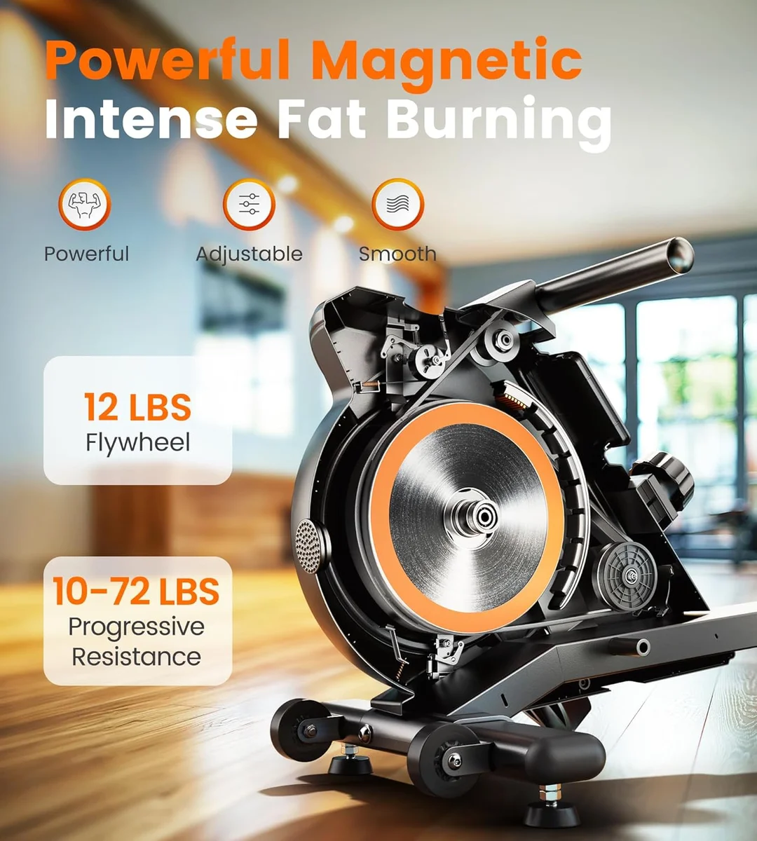 YOSUDA Magnetic Rowing Machine Rower Bluetooth App Supported Comfortable Seat Cushion 01-Magnetic Rower New image 2