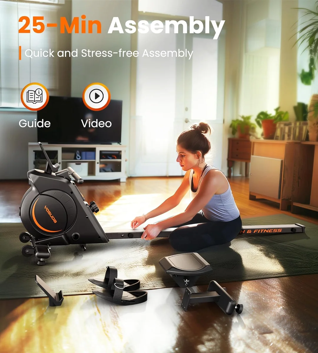 YOSUDA Magnetic Rowing Machine Rower Bluetooth App Supported Comfortable Seat Cushion 01-Magnetic Rower New image 8