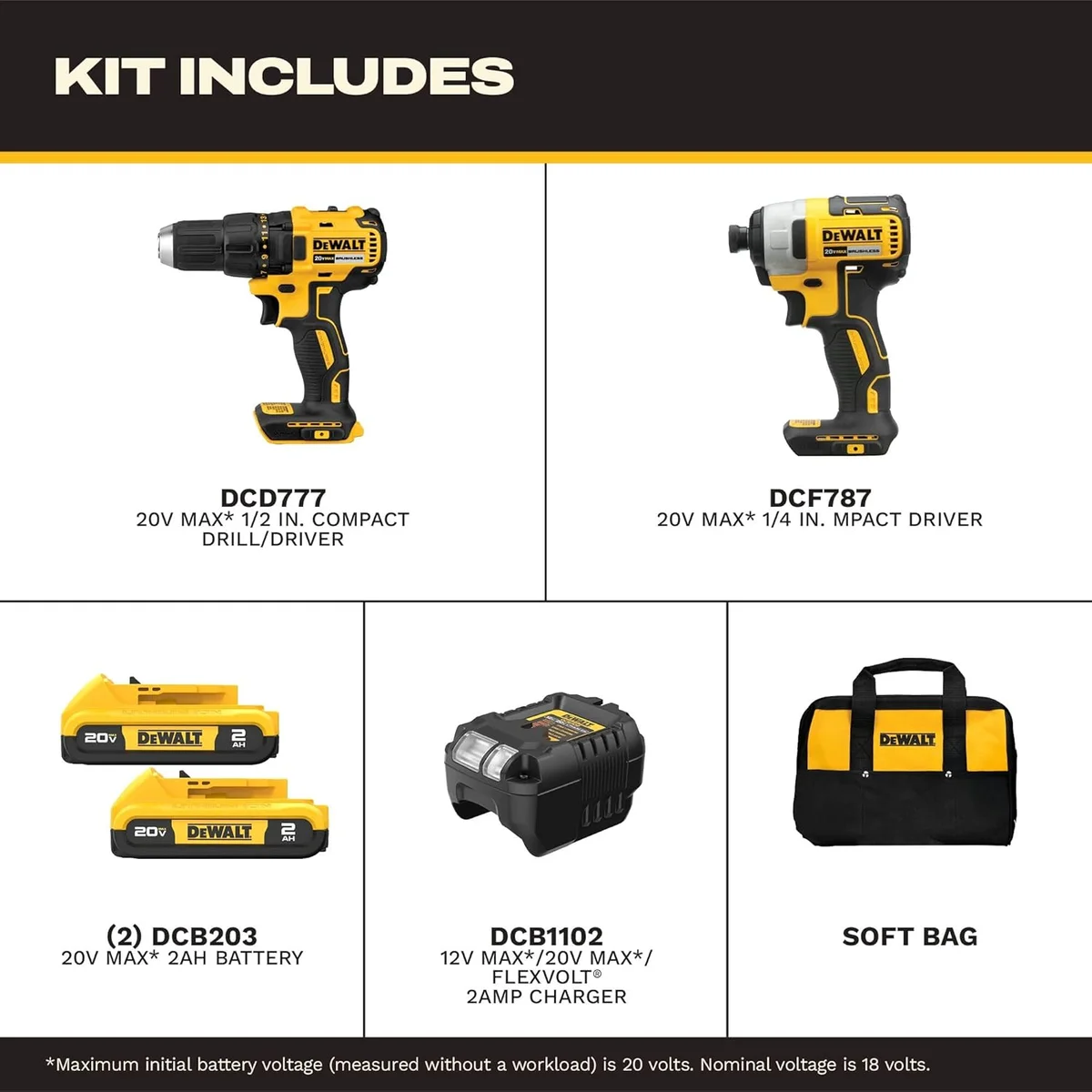DEWALT 20V MAX Cordless Drill and Impact Driver DCK277D2 20V Lithium-Ion New image 2