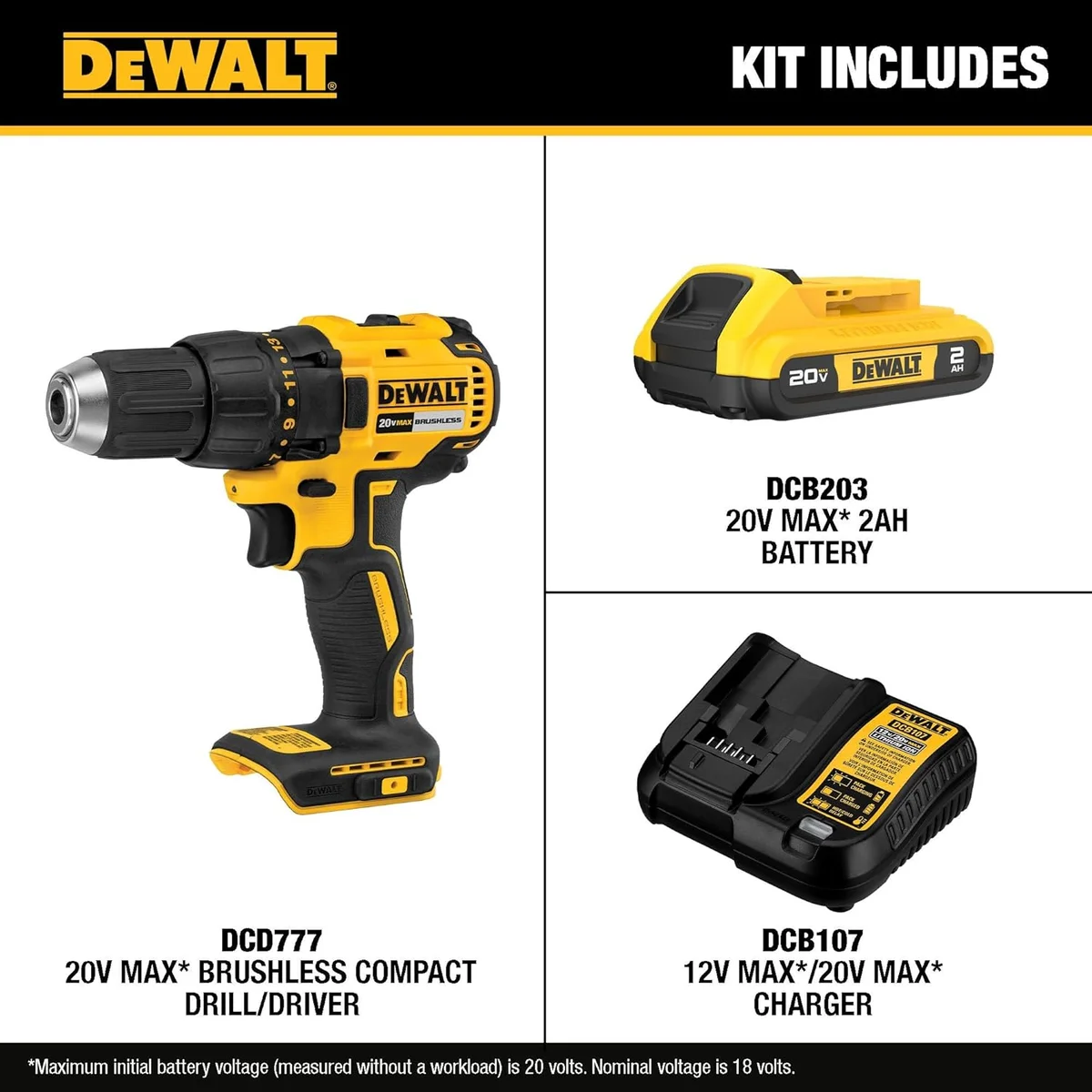 DEWALT 20V MAX Cordless Drill Driver DCD777D1 1/2 In 2-Speed Yellow New image 2
