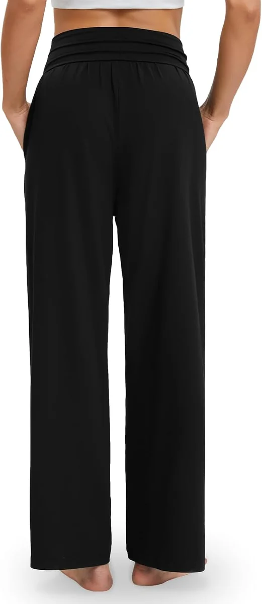 Gracyoga Wide Leg Yoga Pants Casual Loose Fit High Waisted Black New image 3