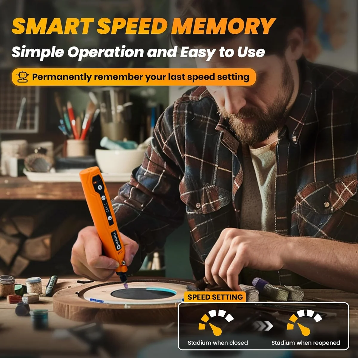HARDELL Mini Cordless Rotary Tool DM12405ORANGEH-1-es 5-Speed USB Charging 3.7V - New image 4