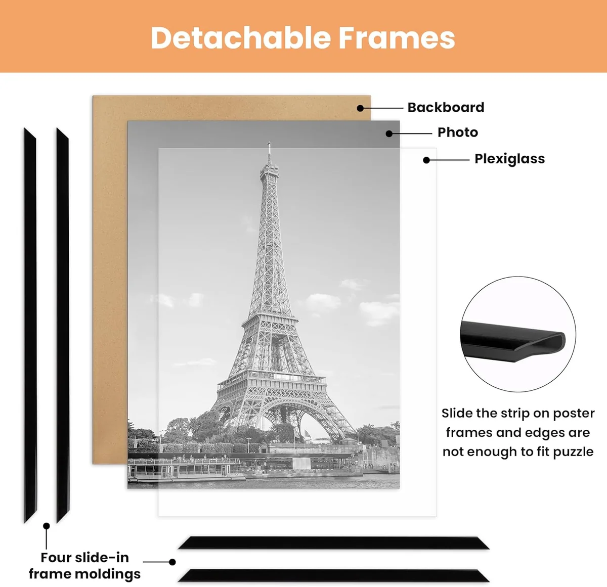 upsimples 24x36 Poster Frame Black 3 Pack Model FUP0301069 Slide-In Strips, Lightweight, Scratch-Proof - New image 5