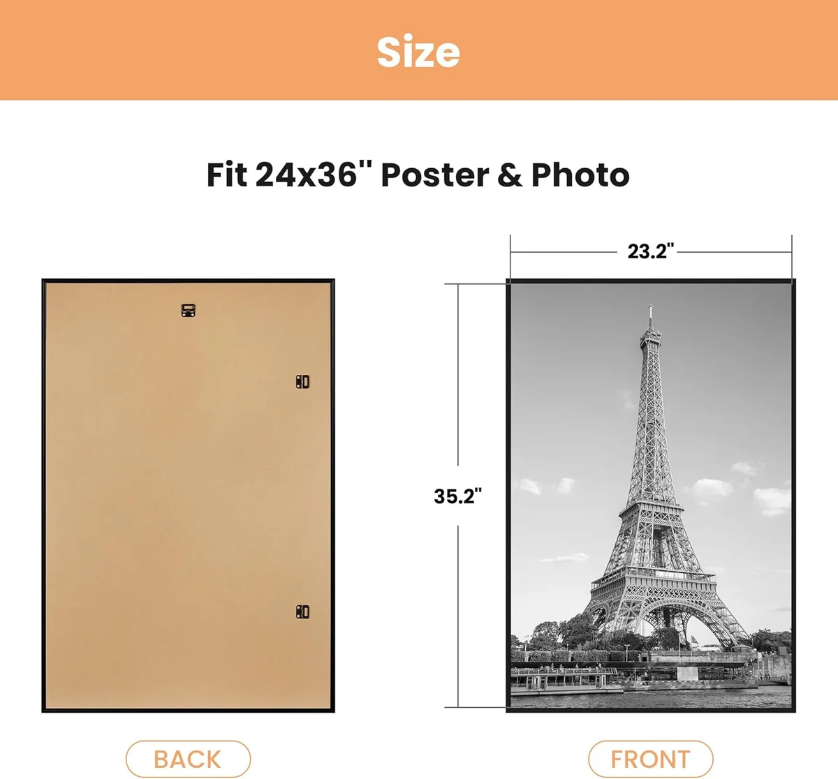 upsimples 24x36 Poster Frame Black 3 Pack Model FUP0301069 Slide-In Strips, Lightweight, Scratch-Proof - New image 7