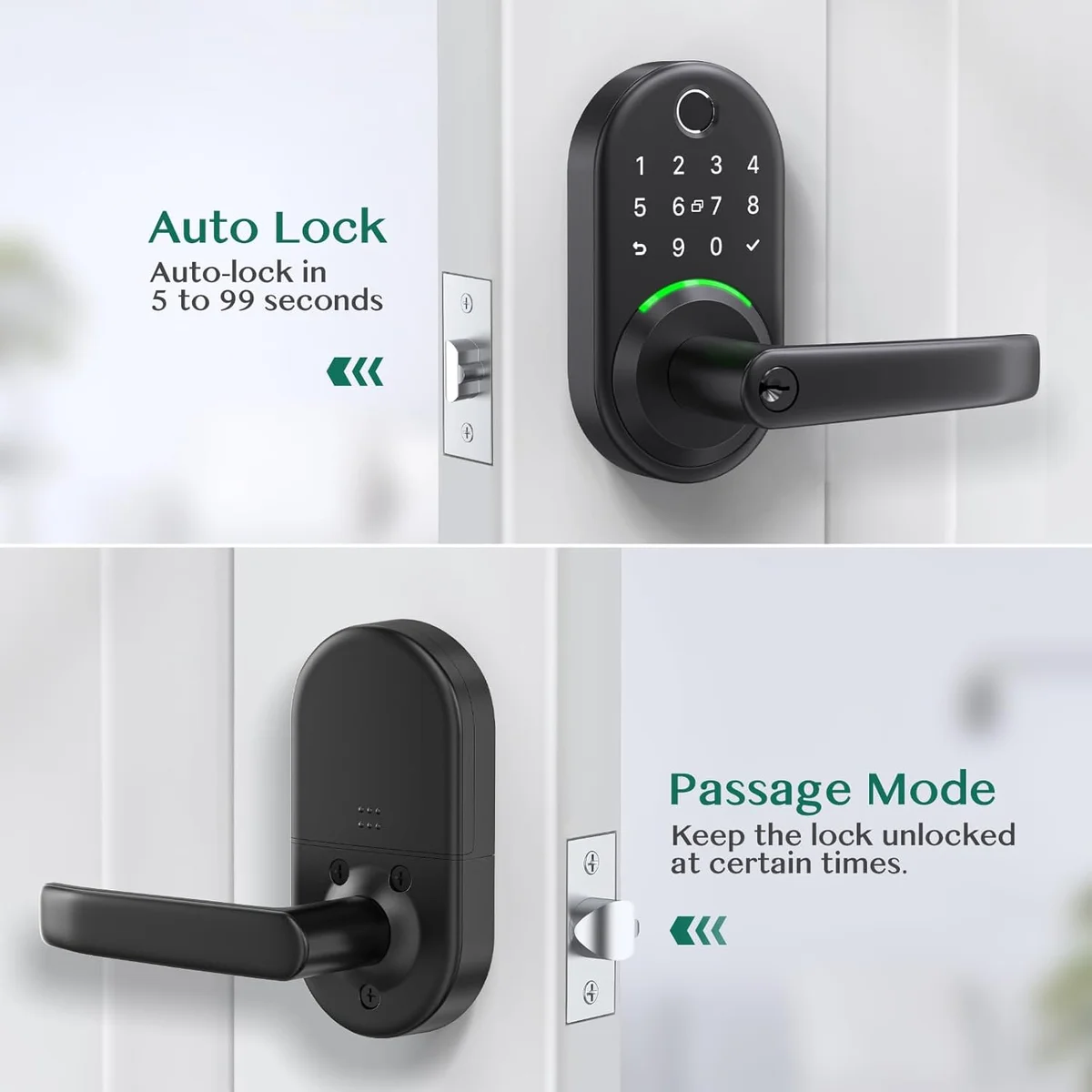 Yamiry Smart Door Handle Lock with Keypad YR01 - Keyless Entry, App Control, Bluetooth - Matte Black - New image 7
