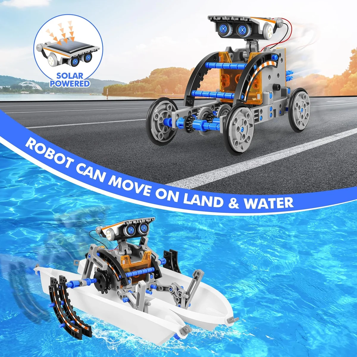 Bottleboom STEM Educational Solar Power Robot Kit 13-in-1 Blue Gray New image 5