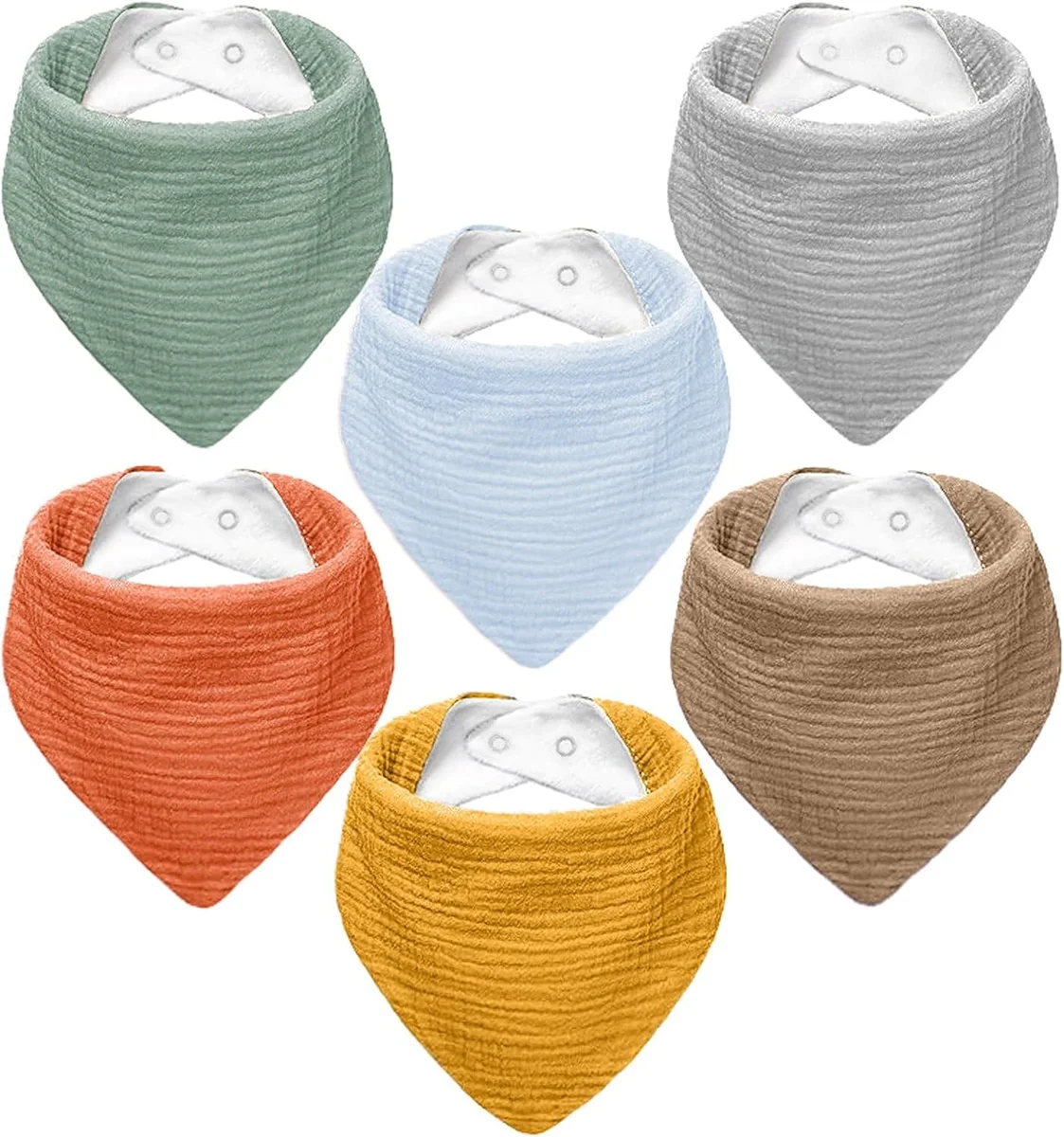 NISXABEBE Muslin Baby Bibs Soft Triangular Bandana 6 Pack Cotton Sunshine New