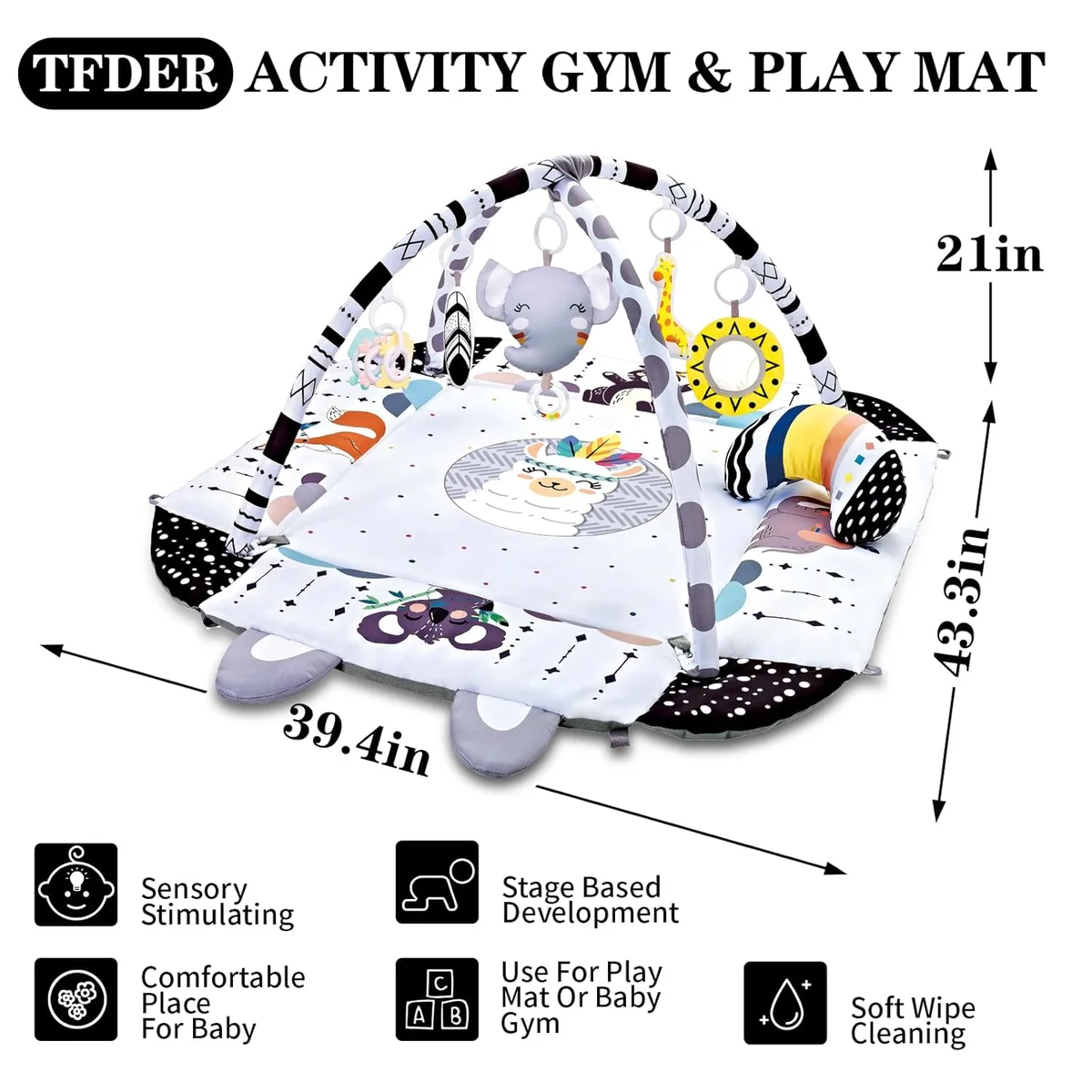 Baby Gym Play Mat, 8-in-1 Tummy Time Mat & Activity Gym, Washable Ball Pit, Infant Play Mat with Detachable Toys for Sensory Exploration and Motor Skill Development image 3