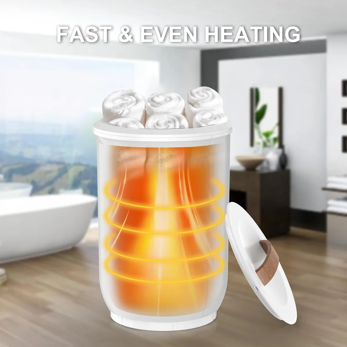 FLYHIT Large Towel Warmer TW-ST1912 19" Freestanding Matte Plastic Wood Handle White New image 2