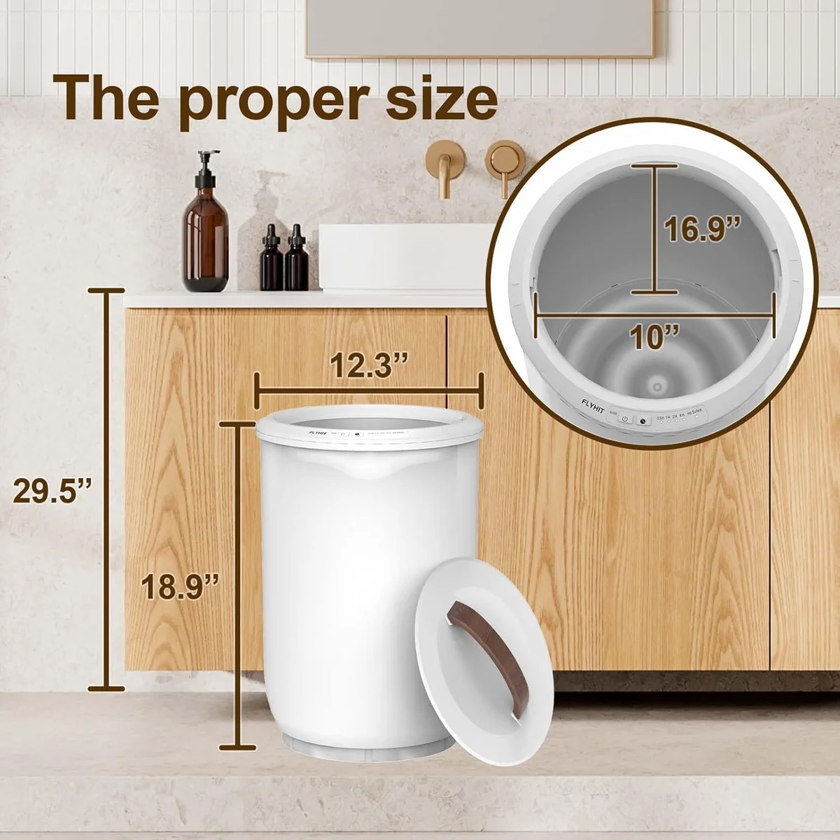 FLYHIT Large Towel Warmer TW-ST1912 19" Freestanding Matte Plastic Wood Handle White New image 8