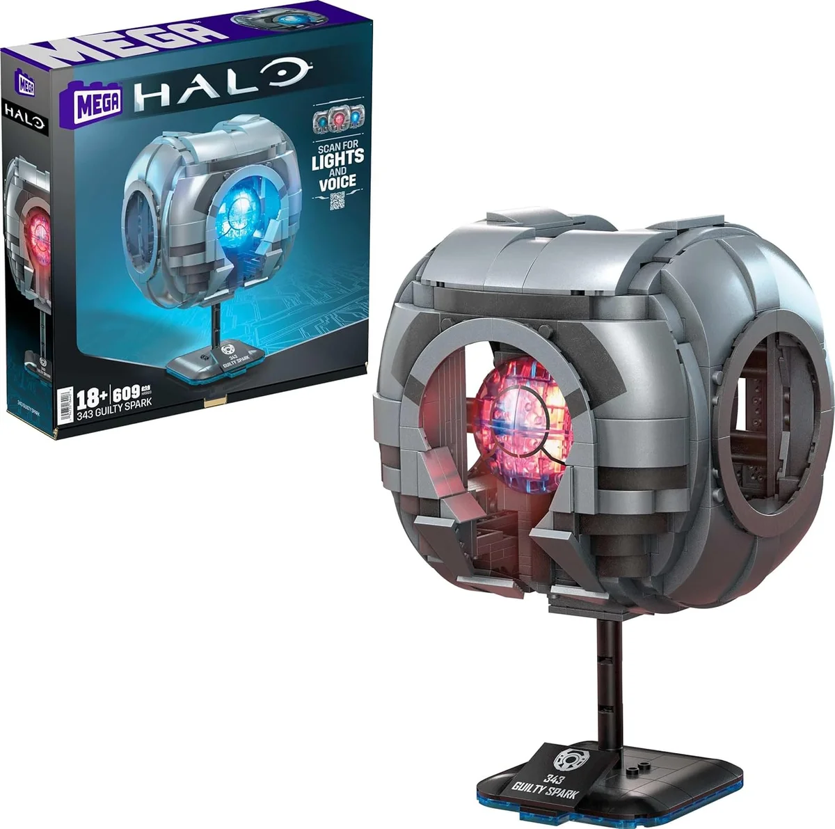 Mega Bloks Halo Model Replica 343 Guilty Spark Lights & Sounds Multicolor New