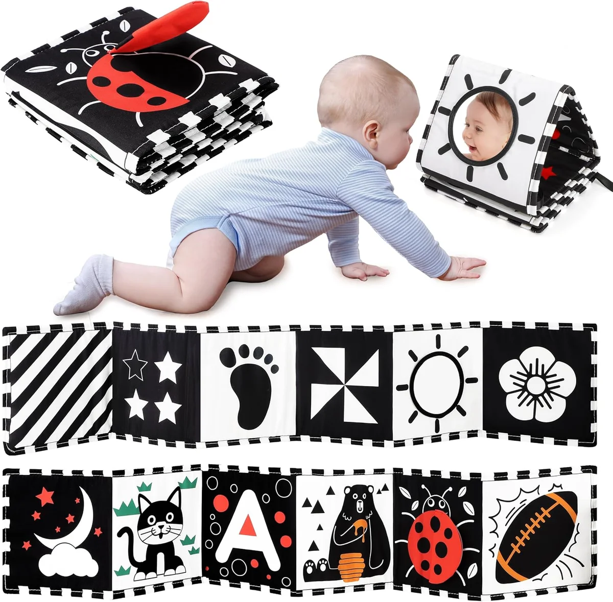 URMYWO Black and White Baby Toy Soft Baby Book HBBS Visual Stimulation 0-12 Months - New