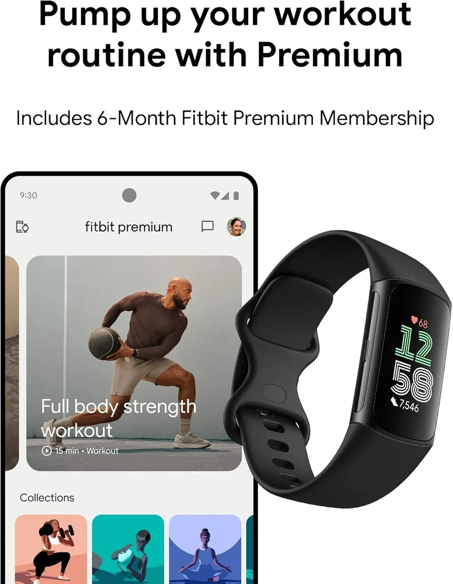 Fitbit Charge 6 Fitness Tracker GPS Heart Rate Monitor Black/Obsidian New image 18