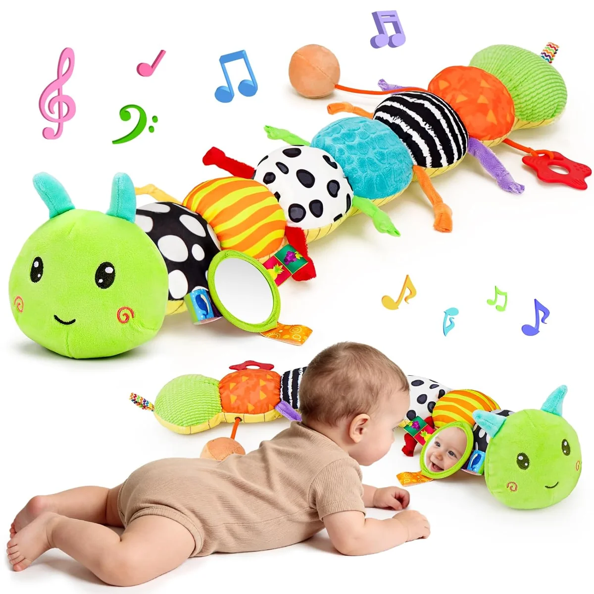 Topsochir Baby Sensory Toys Caterpillar SZ2112007BYA 4-in-1 Plush Green New